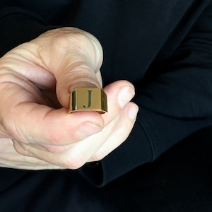 Anillo de nombre personalizado para hombre, anillo de sello personalizado, anillo de sello grabado, anillo inicial, anillo meñique personalizado, anillo de sello, regalo de la esposa del marido