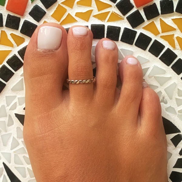 Toe Ring, Adjustable Toe Ring, Adjustable Ring, Silver Toe Ring, Braided  Toe Ring, Body Jewelry, Foot Ring, Boho ring, Beach jewelry
