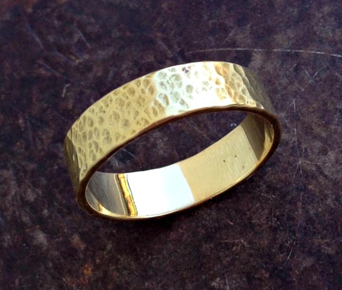Mens wedding band Hammered mens ring Anniversary ring for | Etsy