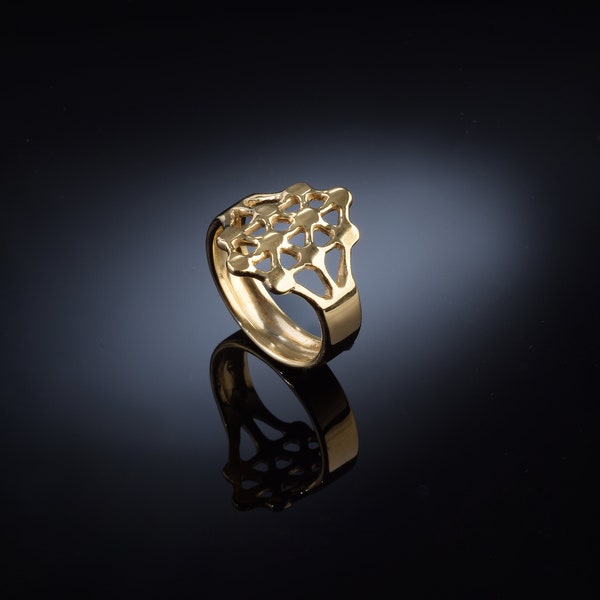 Gold Ring Women, Unique gold ring women, Gold filigree ring, Women gold plated ring, Wide Ring, Golden Ring, Large Ring, Unique Lace Ring