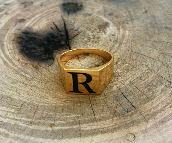 Mens signet ring initials clearance