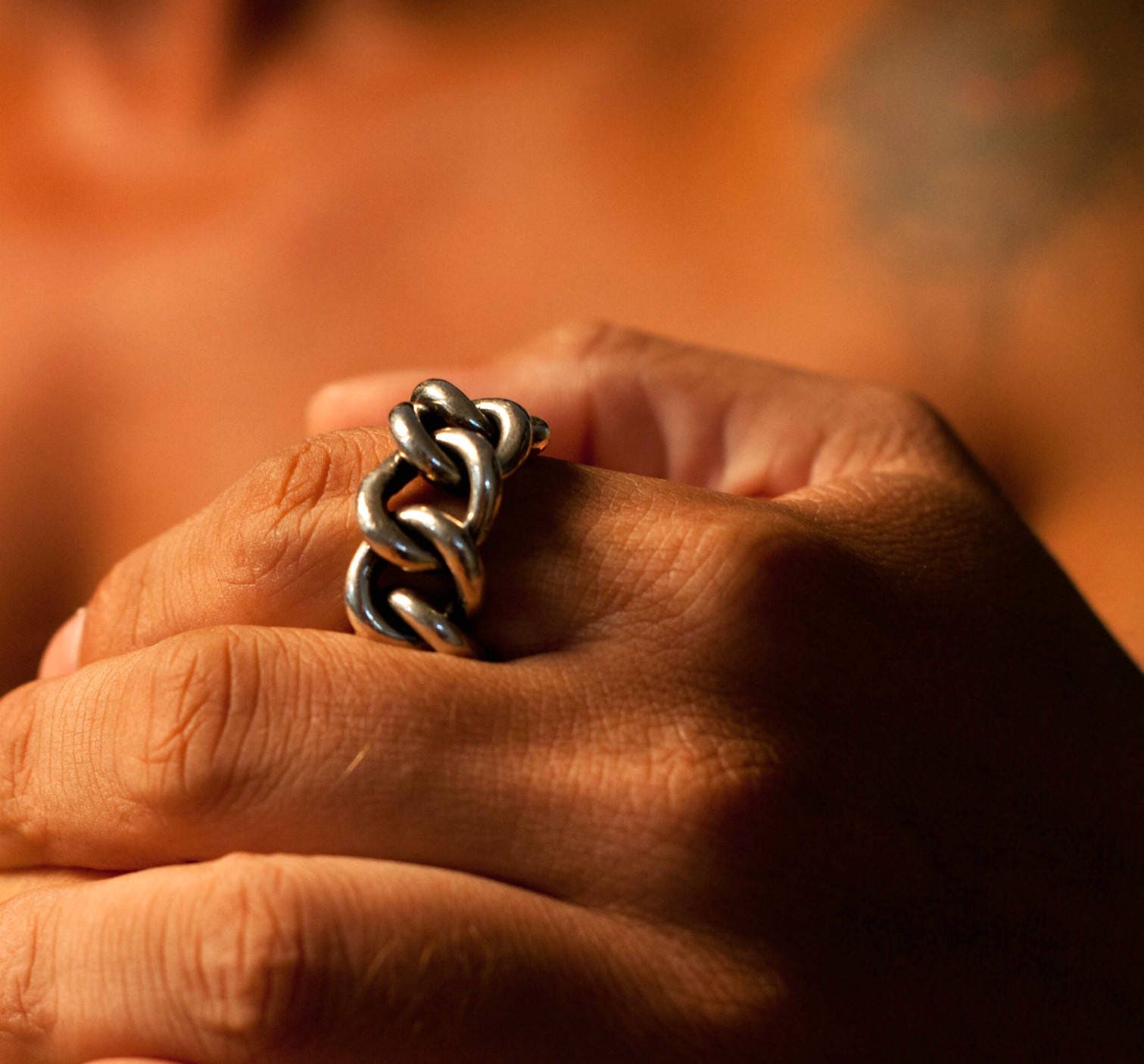 Male Heavy Rings Men's Jewelry, Heavy Metal Ring, Chunky Chain Ring, Bikers Ring, 925 ...