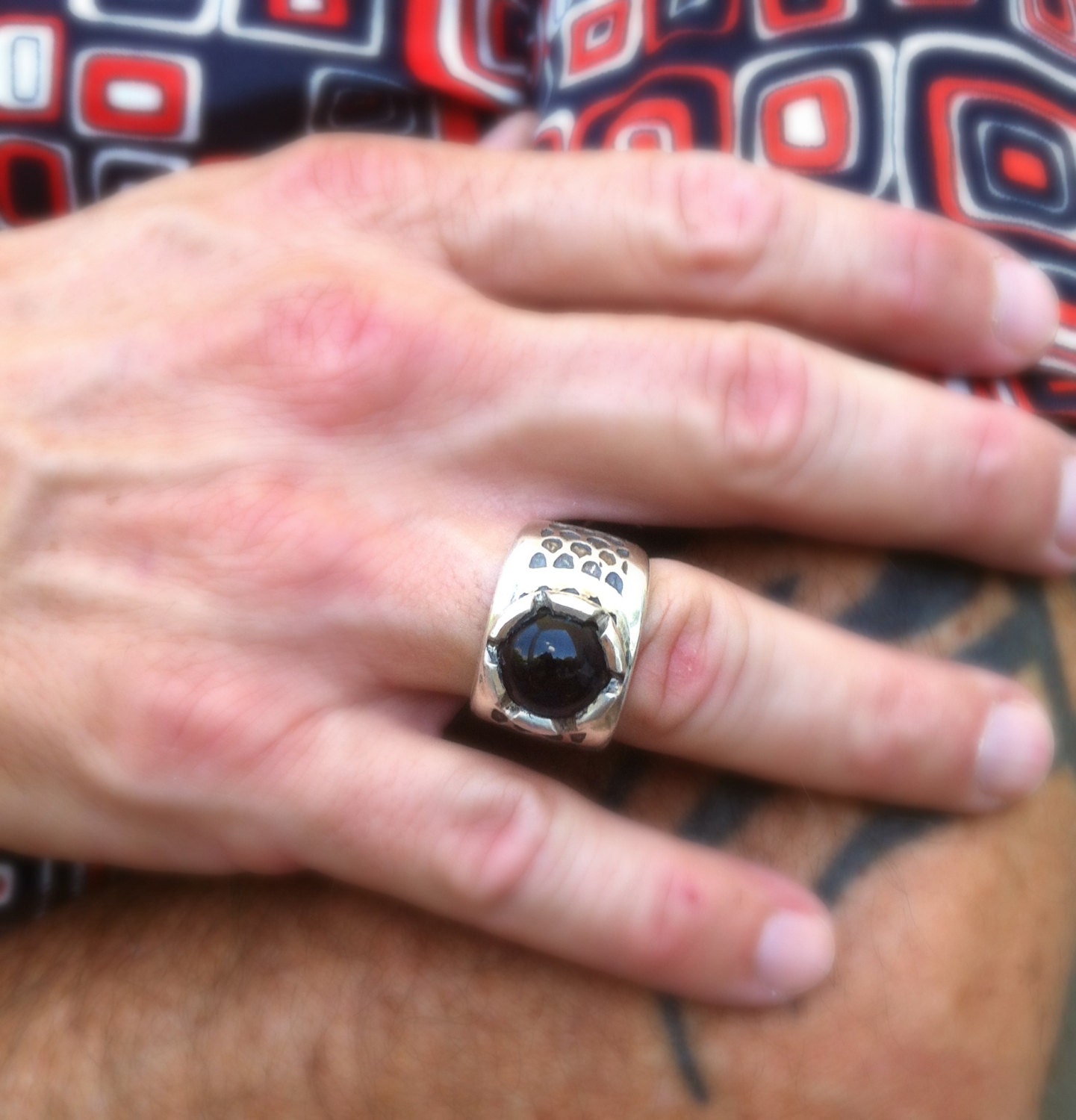Stone Ring for Men Male Ring Ring With Onyx Men Statement Etsy
