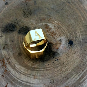 Anel de nome personalizado, sinete personalizado, anel de sinete com monograma, anel de promessa, anel de sinete gravado para homens, anel inicial, anel mindinho personalizado