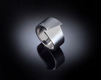 Unique ring for man, Mens modern statement ring, 925 solid sterling silver band ring for men, Wide ring for man, Male ring, Men big ring