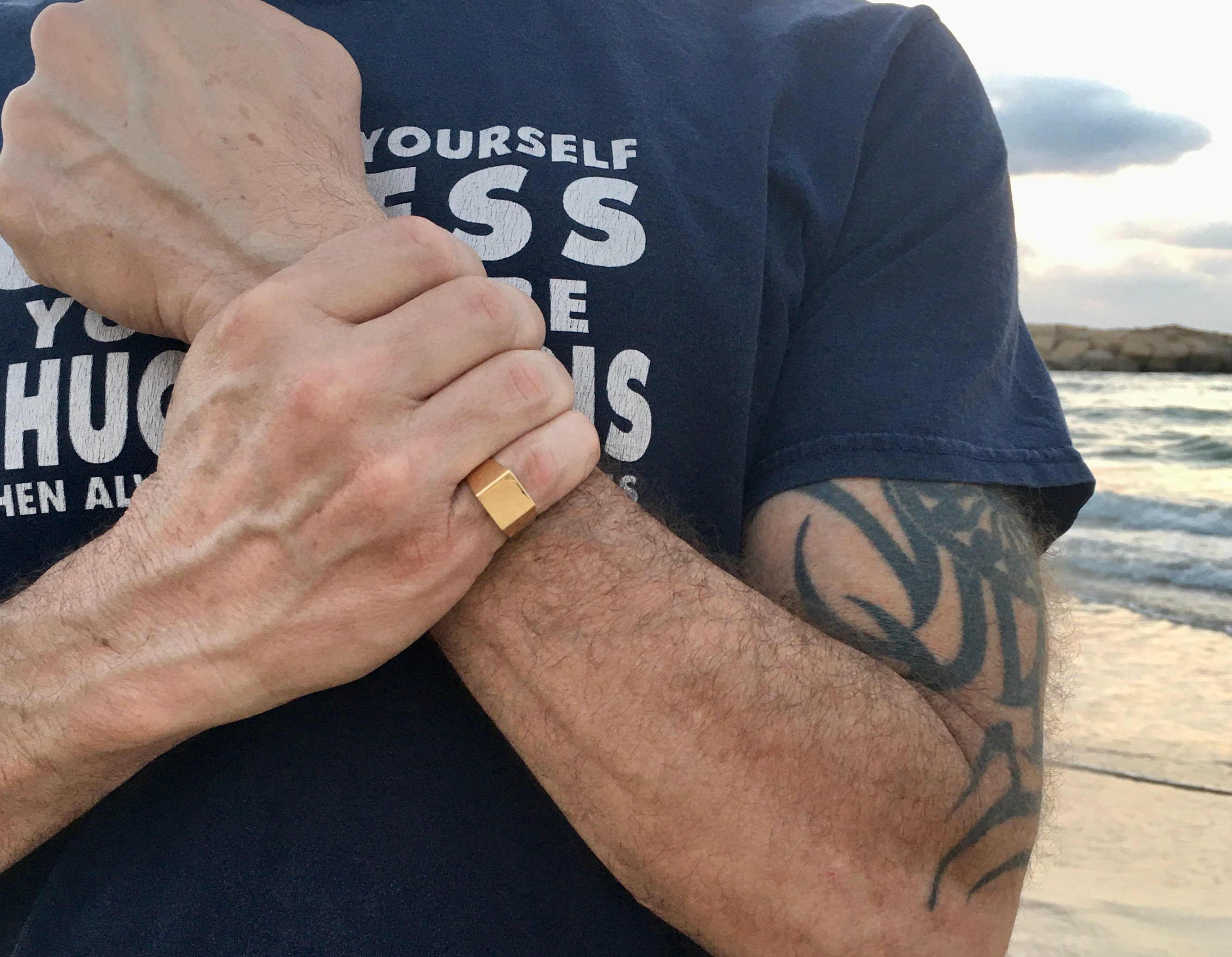Gold Signet Ring, Square Signet Ring, Mens Signet Ring, Mens