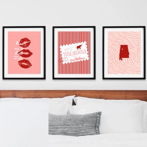 3er-Set Alabama Wall Art Prints | Alabama Tide Wohnkultur | Rote Schlafsäle Ästhetik | Digitaler Download