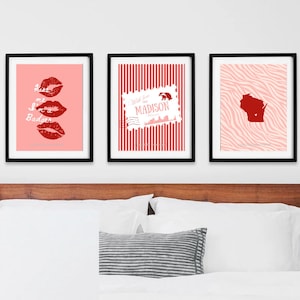 3er Set Madison Wall Art Prints | Wisconsin Badgers Wohnkultur | Rote Schlafsäle Ästhetik | Digitaler Download