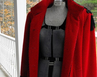 Irving Samuel, Long Winter Coat, Alpaca And Wool Coat, Red Coat,Long Jacket, High Fashion, Vintage Jacket, Winter Jacket Long Coat