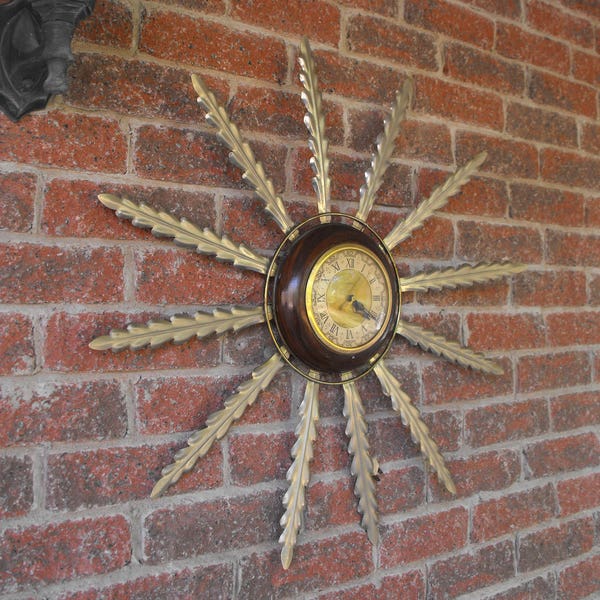 RESERVED Vintage Wall Clock,  Starburst Wall Clock, Retro Clock, Mid Century Clock, Wall Clock, Metal Art, Big Wall Clock, United Clock,