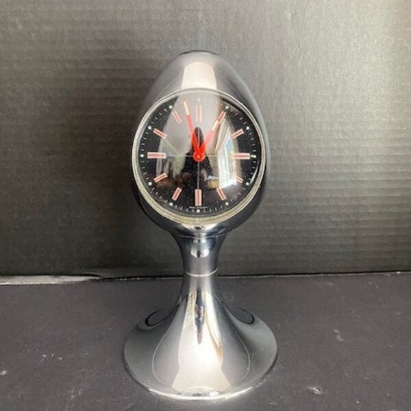 Clock, Vintage Blessing Alarm Clock, Alarm Clock, Egg Shape Clock, Space Age Clock, Chrome Clock Blessing, Atomic Clock, West Germany Clock