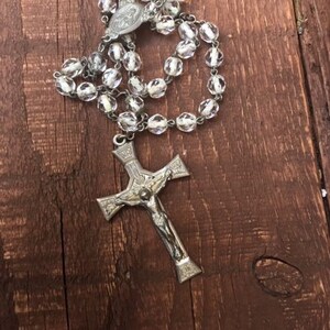 Rosary Beads, Catholic Rosary Beads, Glass  Rosary Beads, Vintage Rosary Beads, Clear Glass Rosary Beads,  Glass Beads, Prayer Beads,