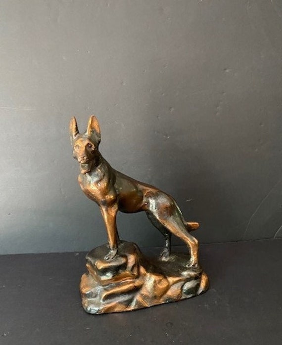 Vintage Dog Figurine Vintage Dog Statue Rin Tin Tin the Dog Etsy