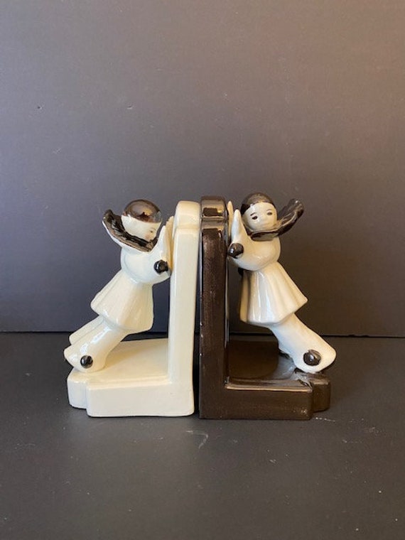 Bookends, Ceramic Bookends, Pierrot Bookends, Pierrot Book Ends, Clown ...