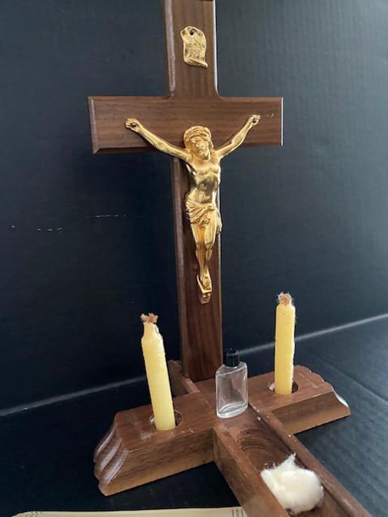 Vintage Crucifix, Last Rites, Jesus, Cross, Wood Crucifix , Last Rites ...