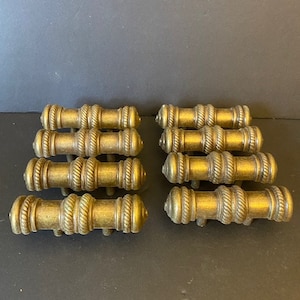 8 Cabinet Hardware Handles, Brass Handles, Antique Brass Handles, Vintage Cabinet Handles, Brass Hardware Pulls, Antique Pull Handles
