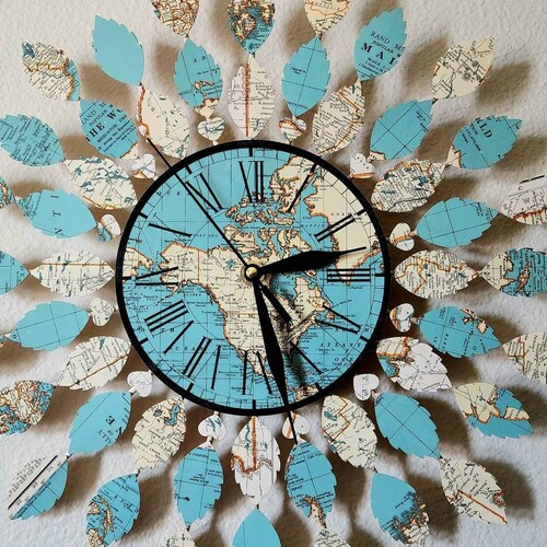 Map Wall Clock Custom Map Location Unique Round Wall Clock Etsy