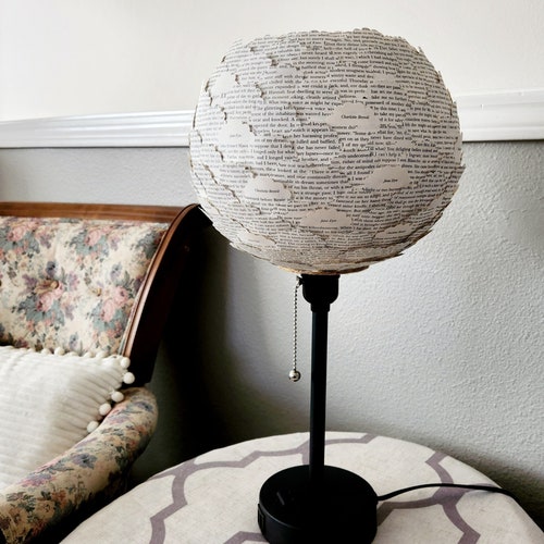 Classic Literature Table Lamp - Pride and Prejudice, Emma, Wuthering Heights - Literary Home Decor