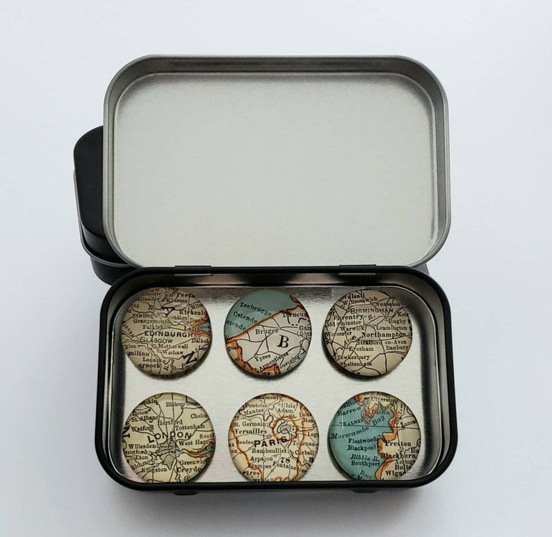 Custom Vintage Map Magnets Set of 4 or 6 Magnets - Etsy