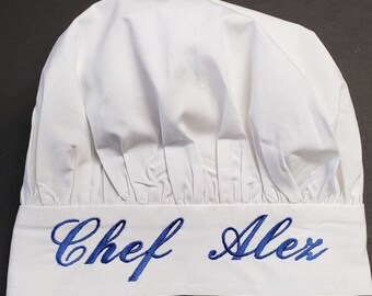 Embroidered Personalized Children's White Chef's Hat. Won't crack or peel