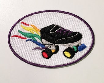 Roller Derby Rainbow Roller Skate Patch, Iron On, LGBTQ Pride -- Free Shipping