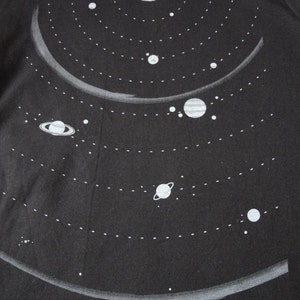 Sale Solar System Eco-Friendly Organic Cotton Tee, Outer Space T-Shirt, Planets, Cosmos, Science, Black and White image 3
