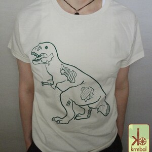 Sale Zombie T-Rex Eco Friendly Organic Cotton Tee, Tyrannosaurus Rex, Zombie Dinosaur Tee, Zombie Dino, Geekery, Dino Zombie Shirt image 3