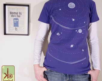 Sale! Solar System Eco-Friendly Organic Cotton Tee, Outer Space T-Shirt, Planets, Cosmos, geekery, Womens tee, Ladies t-shirt, NASA, science