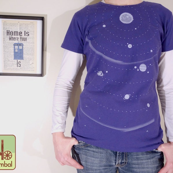 Sale! Solar System Eco-Friendly Organic Cotton Tee, Outer Space T-Shirt, Planets, Cosmos, geekery, Womens tee, Ladies t-shirt, NASA, science