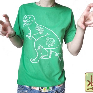 Sale Zombie T-Rex Eco Friendly Organic Cotton Tee, Tyrannosaurus Rex, Zombie Dinosaur Tee, Zombie Dino, Geekery, Dino Zombie Shirt image 1