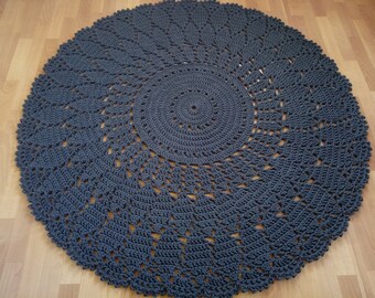 Handmade Cotton Chunky Crochet Doily Round Yellow Rug Nursery Etsy
