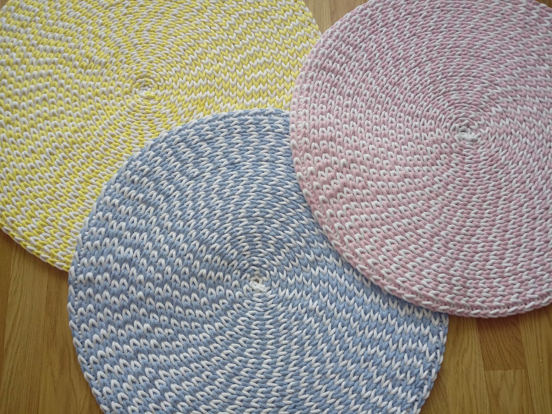 Handmade Circular Rug Handmade Cotton Round Rug, Modern Crochet Area Rug - Etsy