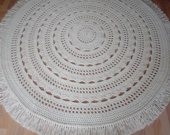 Handmade Chunky Crochet Cotton Rug, Cream Skandi Nursery Carpet