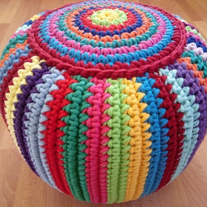 STUFFED Crochet Pouf/Poof/Ottoman/Footstool/Home Decor/Pillow/Bean Bag/Floor cushion