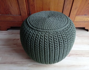 STUFFED Crochet Pouf/Poof/Ottoman/Footstool/Home Decor/Pillow/Bean Bag/Floor cushion