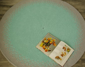 Chunky Knit Cotton Rug, Gray & Mint, Kids Play Mat (47'')