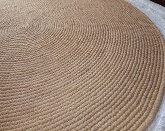 Handmade Jute Round Rug, Chunky Crochet, Skandi Style