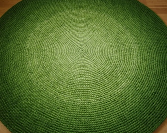 Handmade Green Wool Round Rug, Modern Style