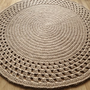 Handmade JUTE Chunky Crochet Rug/Crochet Nursery Rug/Skandinavische Teppich/Floor Rugs/Carpet/Rund Alfombra Trapillo image 1