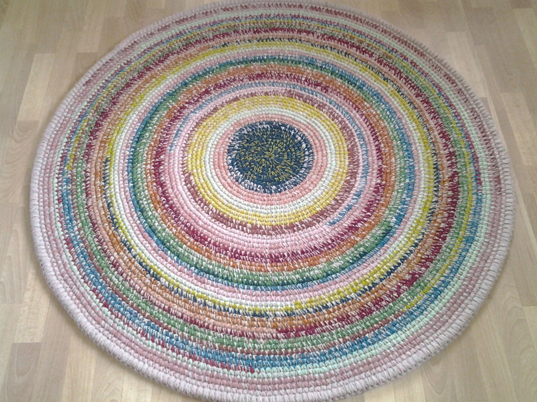 Handmade Circular Rug Handmade Wool Round Rug: Colorful Floor Carpet - Etsy
