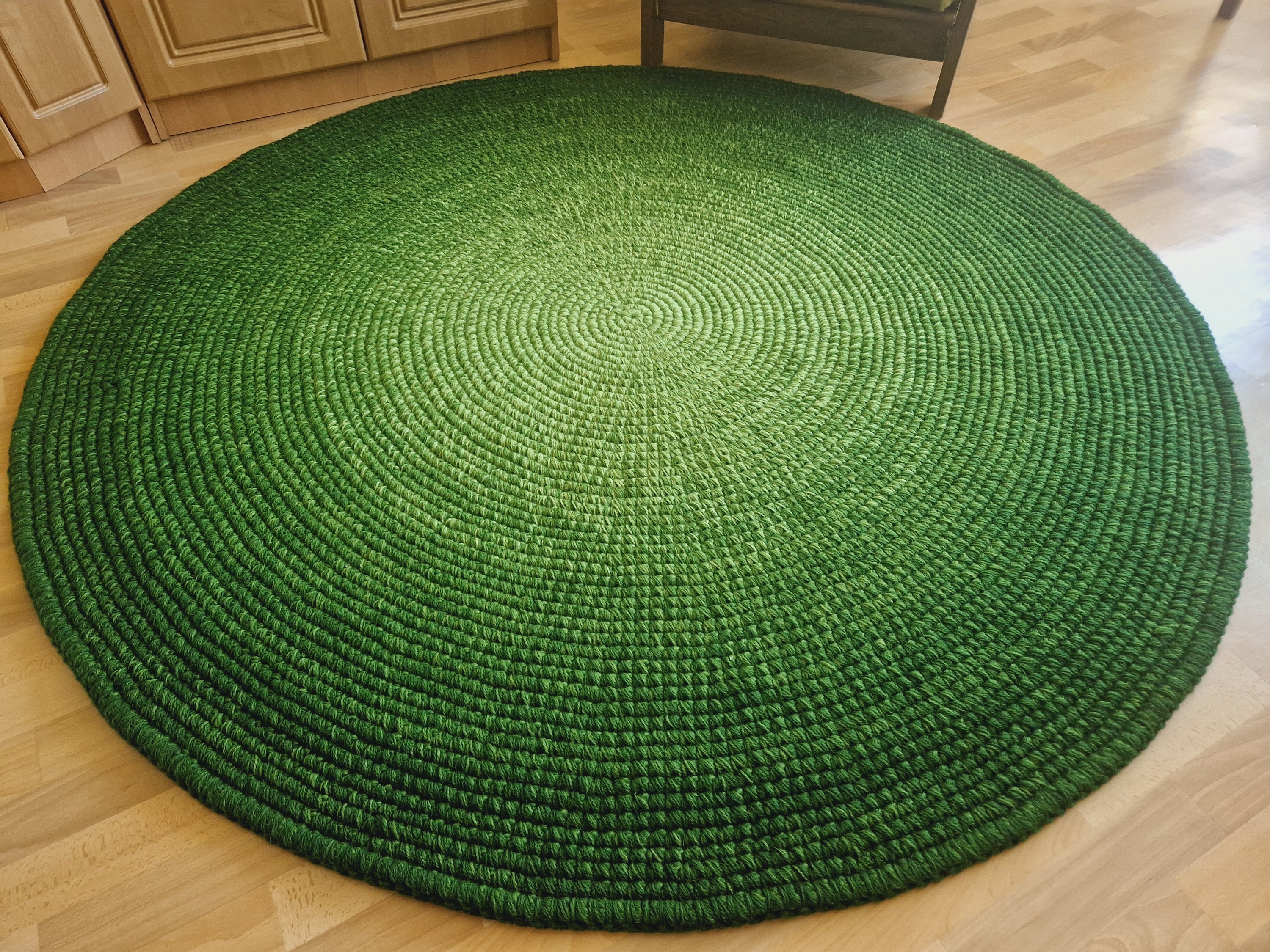 Handmade Green Wool Round Rug, Modern Area Rug - Etsy