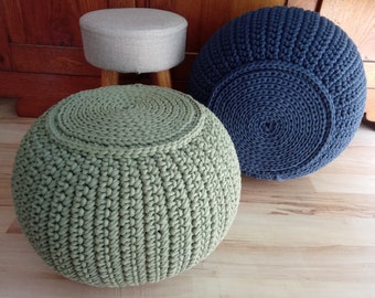 STUFFED Crochet Pouf/Poof/Ottoman/Footstool/Home Decor/Pillow/Bean Bag/Floor cushion