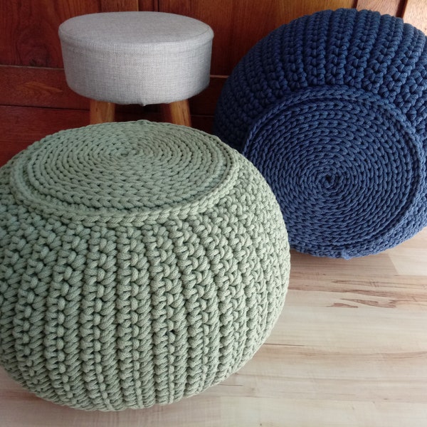 STUFFED Crochet Pouf/Poof/Ottoman/Footstool/Home Decor/Pillow/Bean Bag/Floor cushion