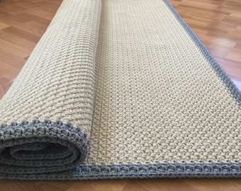 Handmade Cotton Rug, Chunky Knit Floor Decor