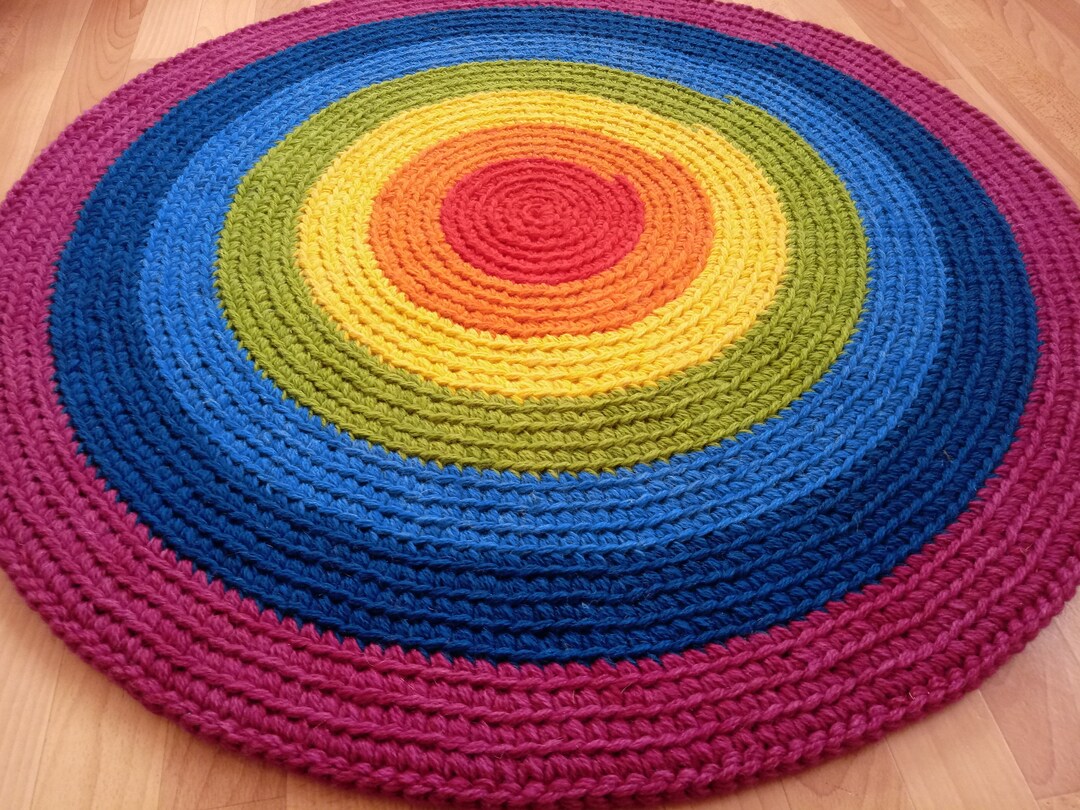 Wool Rainbow Rug Round Rug/rainbow Rug/rug/area Rug/handmade Rug/carpet/wool Rug ...