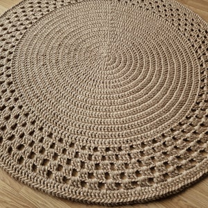 Handmade JUTE Chunky Crochet Rug/Crochet Nursery Rug/Skandinavische Teppich/Floor Rugs/Carpet/Rund Alfombra Trapillo image 7