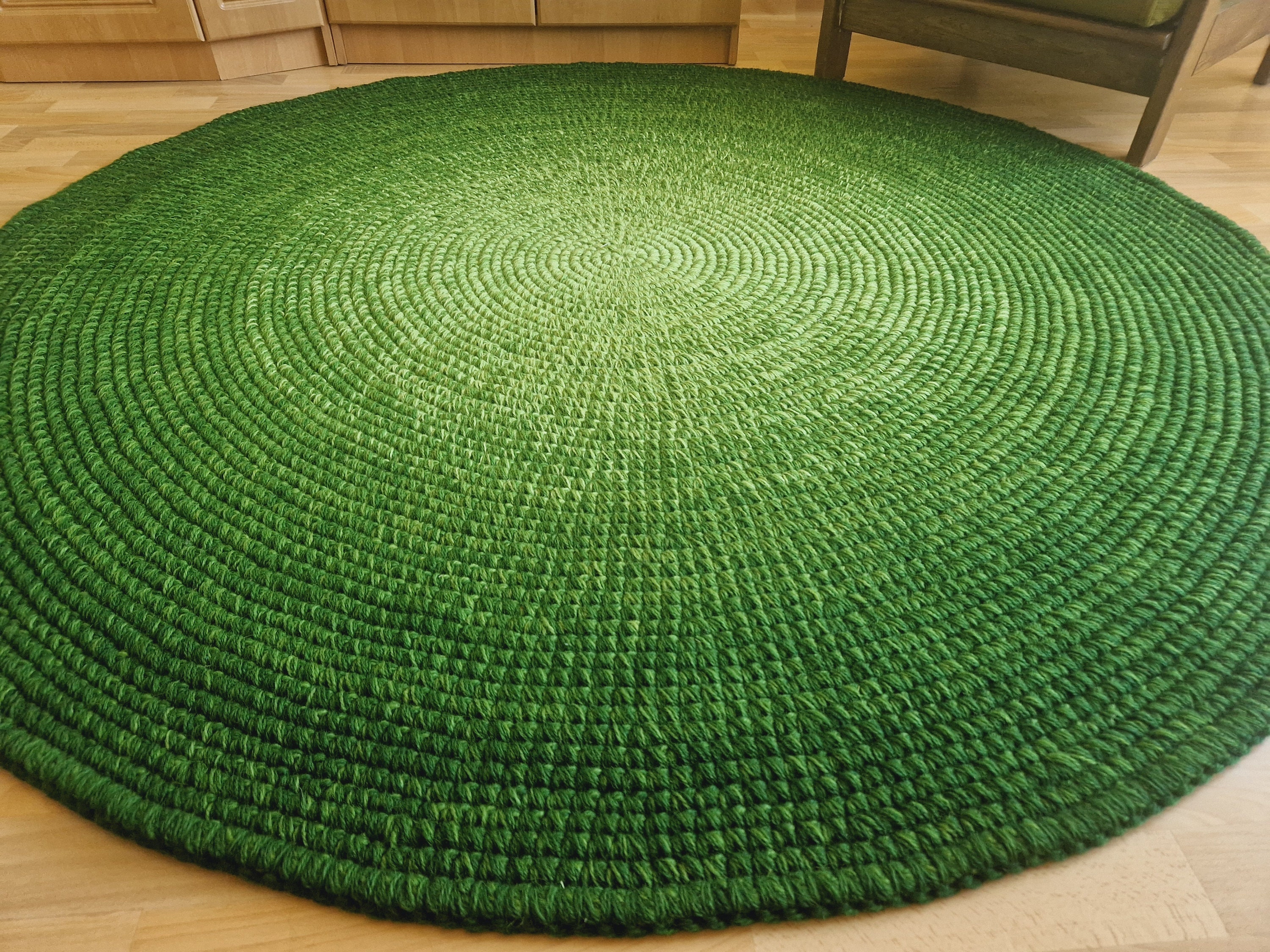 Handmade Green Wool Round Rug, Modern Area Rug - Etsy
