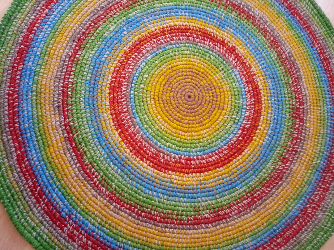 Handmade Circular Rug Handmade Wool Round Rug, Colorful Crochet Area Rug - Etsy