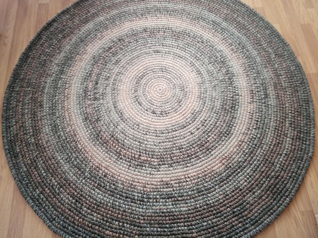 Round Rug Handmade Handmade Wool Round Rug: Modern Area Rug, Natural Fiber Carpet - Etsy