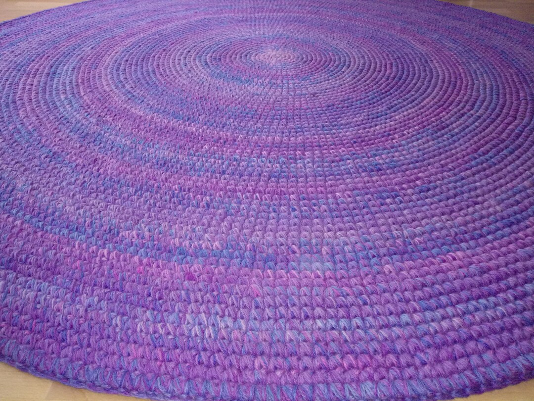 Round Rug Handmade Handmade Wool Round Rug, Modern Crochet Rug - Etsy